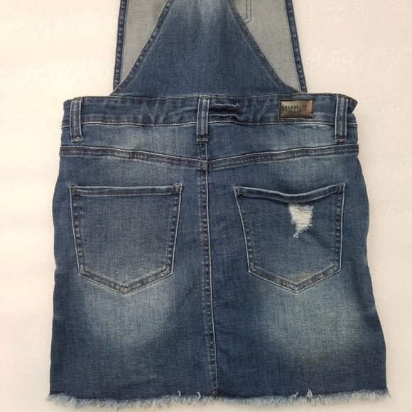 Celebrity Pink Distressed Jean Overalls Dress S - Picture 7 of 12